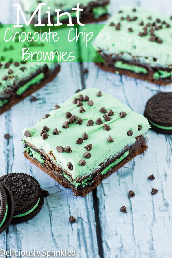 50+ Best Squares and Bars Recipes - Mint Chocolate Chip Brownies