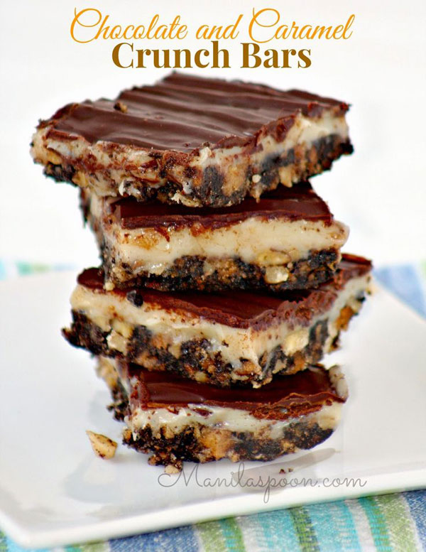 50+ Best Squares and Bars Recipes - No Bake Chocolate and Caramel Crunch Bars