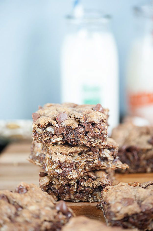 50+ Best Squares and Bars Recipes - Oatmeal Chocolate Chip Cookie Bars