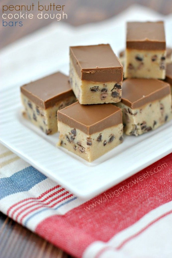 50+ Best Squares and Bars Recipes - Peanut Butter Cookie Dough Bars