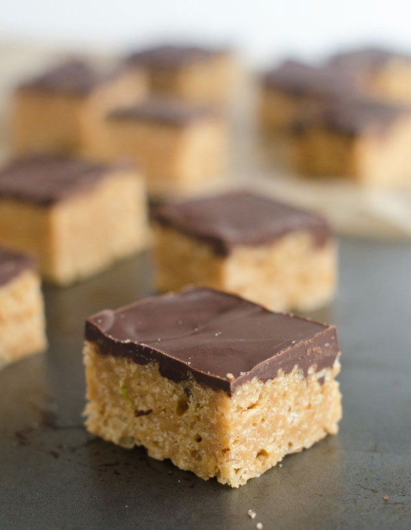 50+ Best Squares and Bars Recipes - Chocolate Peanut Butter Rice Krispies