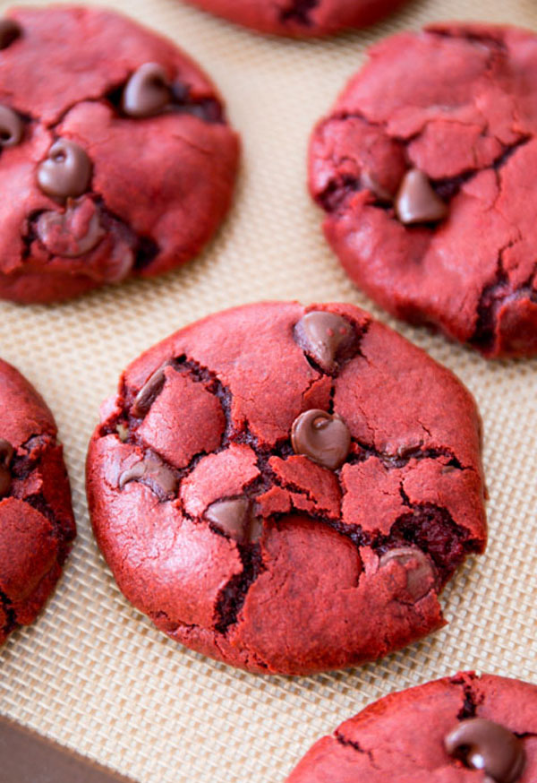 50+ Best Cookie Recipes - Red Velvet Chocolate Chip Cookies