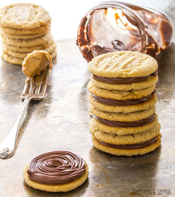 50+ Best Cookie Recipes - Salted Peanut Butter & Nutella Sandwich Cookies