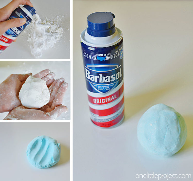 This EASY shaving cream play dough is so much fun! The texture is silky smooth and it only needs two ingredients!