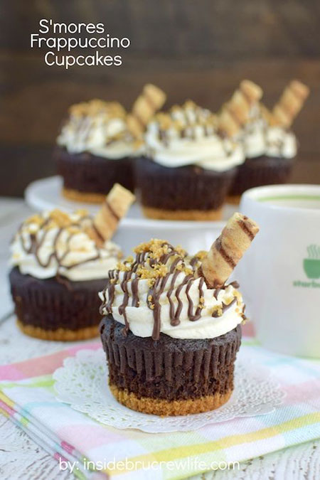 50+ Homemade Starbucks Recipes - S'mores Frappuccino Cupcakes