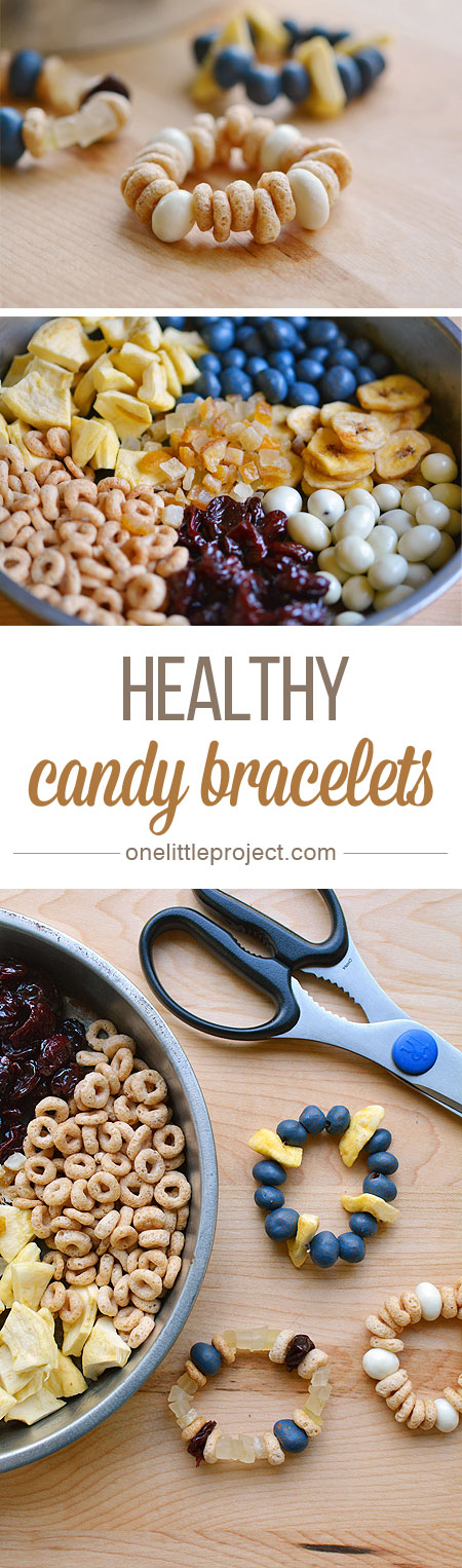 These healthy candy bracelets are such a SIMPLE craft for kids! Collect a fun assortment of dried goods and let them create their own edible jewellery!