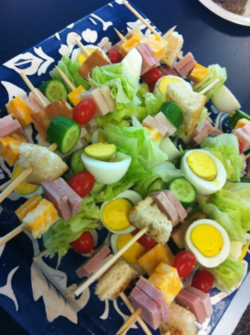 50+ Food on a Stick Lunch Ideas - Chef Salad On A Stick