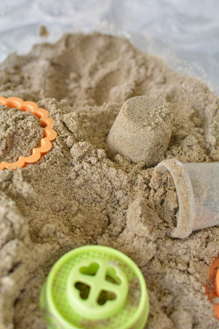 This tutorial shows you exactly how to make kinetic sand using common household ingredients. It ends up with a really cool squishy and moldable texture!