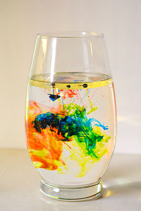 This fireworks in a vase experiment was a really easy science activity! You'll get brightly coloured streaks and lines of colour.