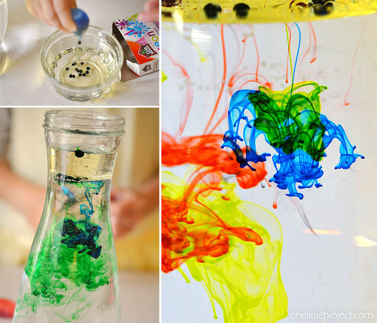This fireworks in a vase experiment was a really easy science activity! You'll get brightly coloured streaks and lines of colour.