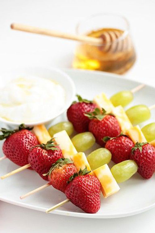 50+ Food on a Stick Lunch Ideas - Fruit and Cheese Kabobs