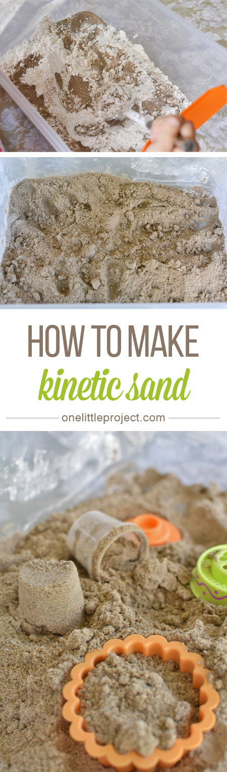This tutorial shows you exactly how to make kinetic sand using common household ingredients. It ends up with a really cool squishy and moldable texture!