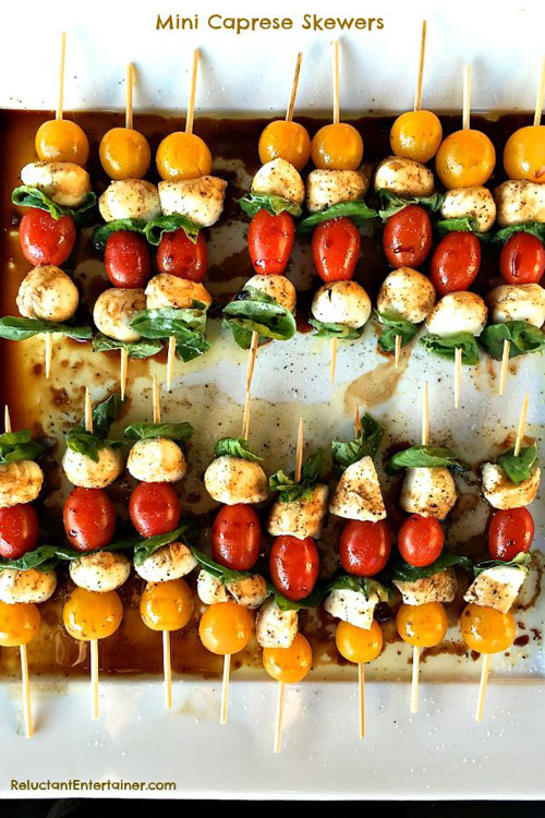 50+ Food on a Stick Lunch Ideas - Mini Caprese Skewers