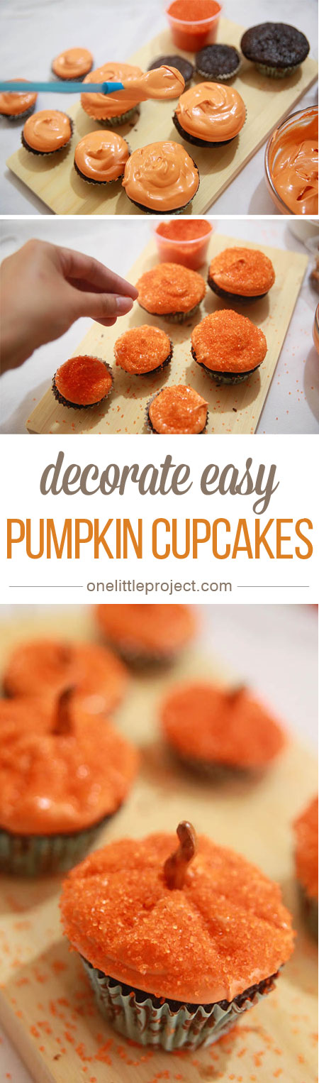 This method of decorating pumpkin cupcakes is SO EASY! These are simple, festive and totally doable for beginners!