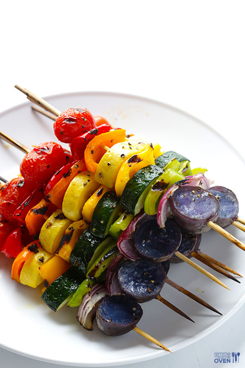 50+ Food on a Stick Lunch Ideas - Rainbow Veggie Skewers