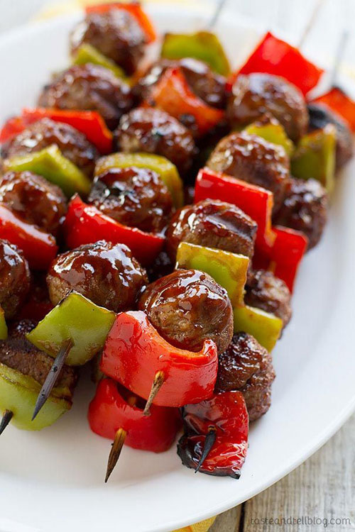 50+ Food on a Stick Lunch Ideas - Sweet and Sour Meatball Skewers