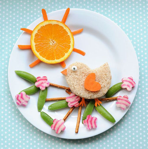 50+ Kids Food Art Lunches - Birdie in a Blossom Tree