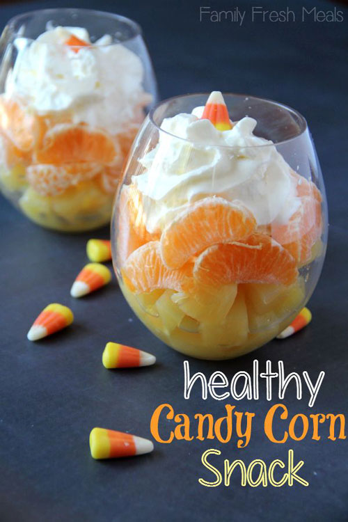 Halloween Food Ideas - Candy Corn Fruit Cocktail