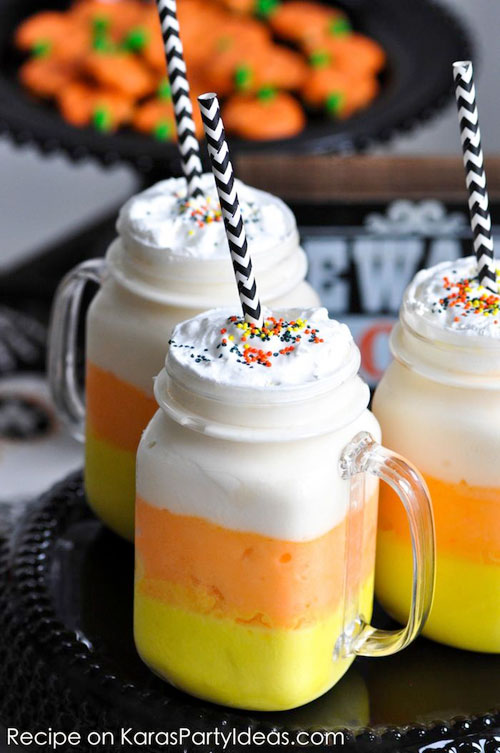 Halloween Food Ideas - Candy Corn Milkshakes
