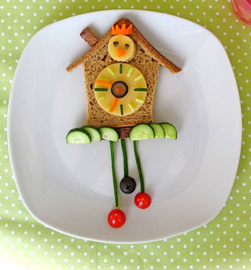 50+ Kids Food Art Lunches - Cuckoo Clock Lunch