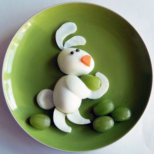 50+ Kids Food Art Lunches - Easter Egg Bunny