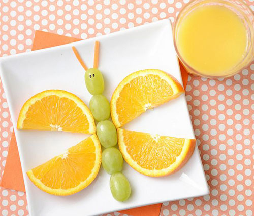 50+ Kids Food Art Lunches - Fruity Butterfly