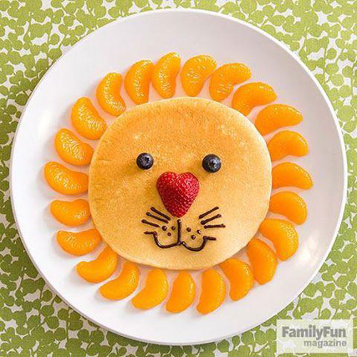 50+ Kids Food Art Lunches - Lion Pancake