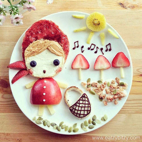 50+ Kids Food Art Lunches - Little Red Riding Hood