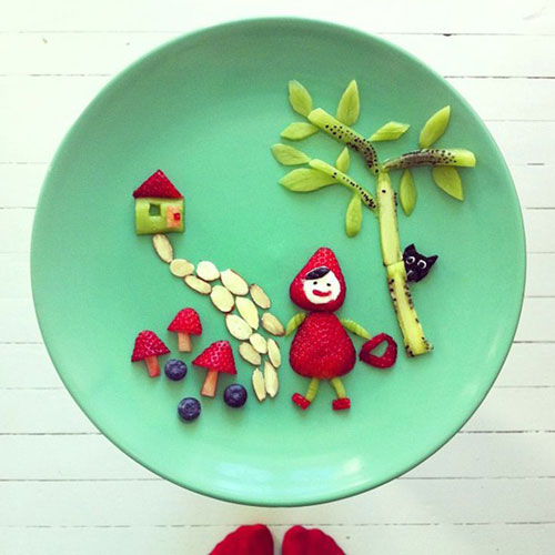 50+ Kids Food Art Lunches - Little Red Strawberry Riding in the Hood