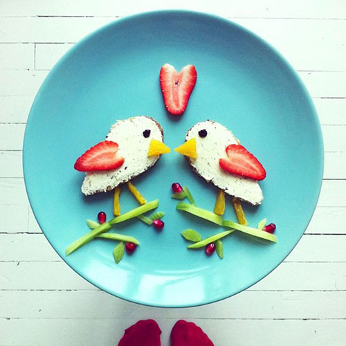 50+ Kids Food Art Lunches - Lovebirds