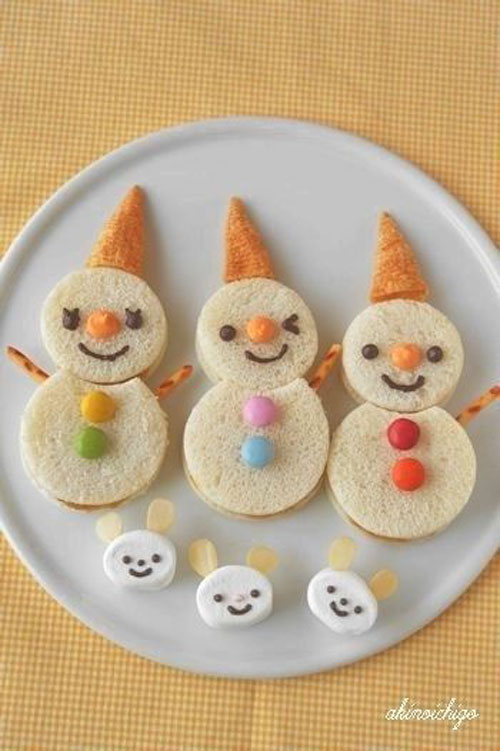50+ Kids Food Art Lunches - Oyatsu Sand Snowman