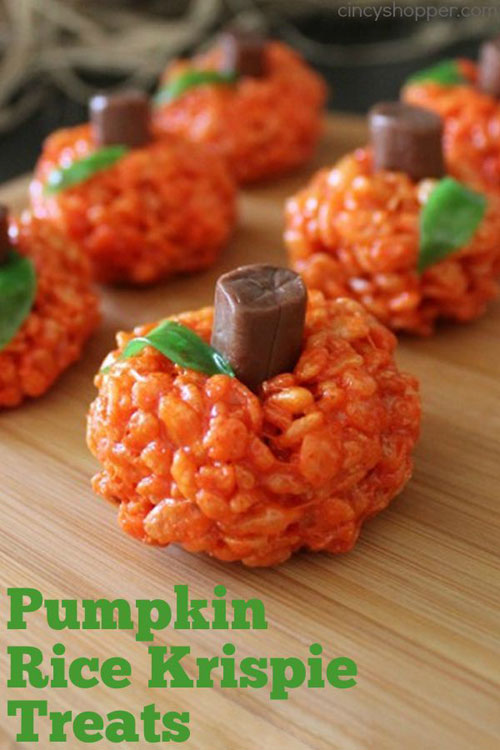 Halloween Food Ideas - Pumpkin Rice Krispie Treats