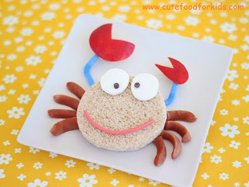 50+ Kids Food Art Lunches - Sandwich Crab