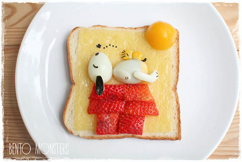 50+ Kids Food Art Lunches - Sleeping Snoopy