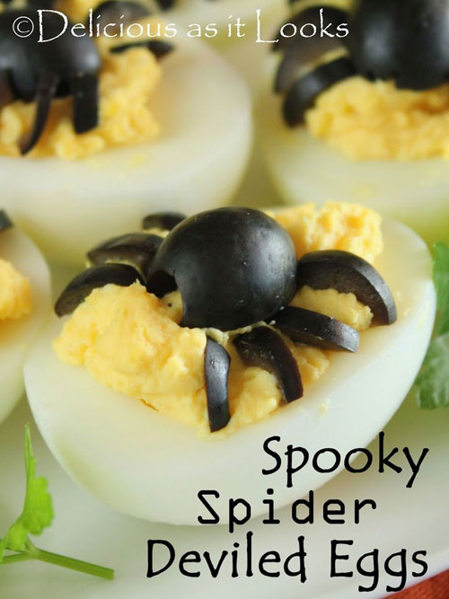 Halloween Food Ideas - Spooky Spider Deviled Eggs