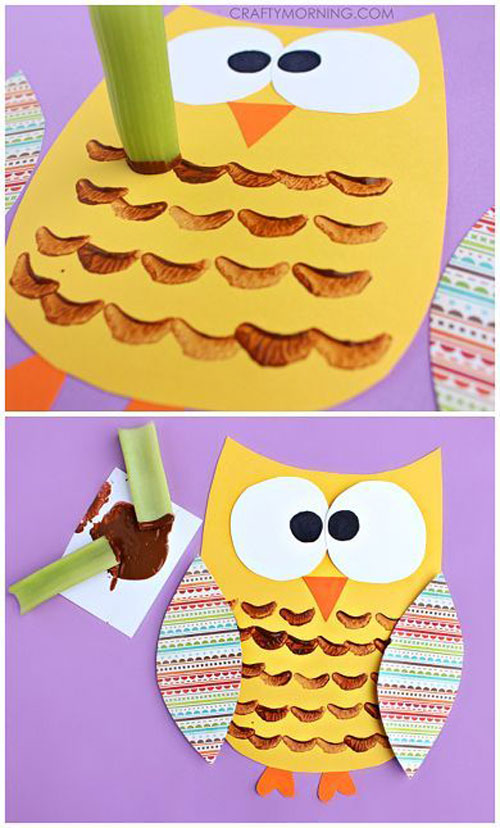 Fall Crafts for Kids - Celery Stamped Owl