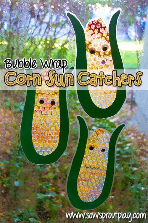 Fall Crafts for Kids - Corn Sun Catchers