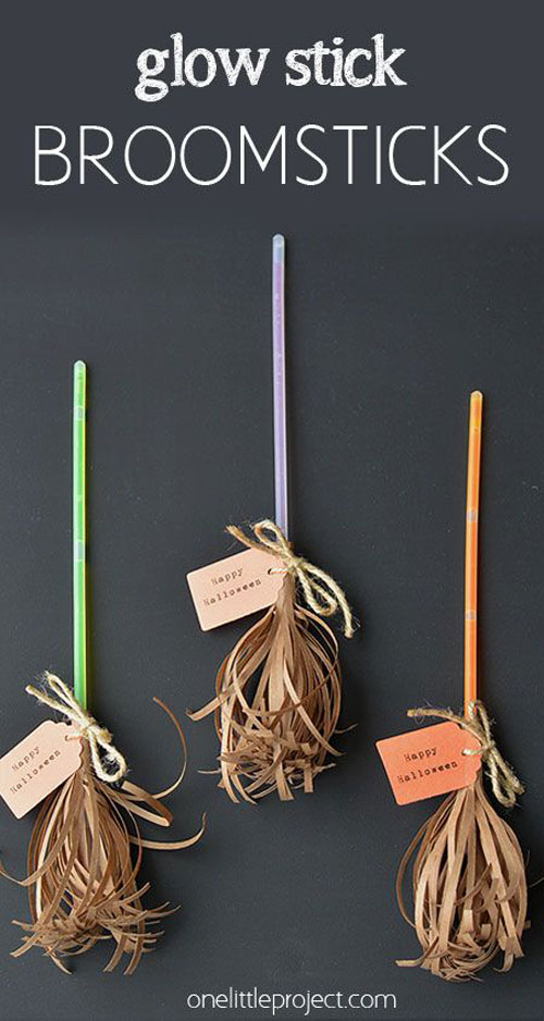 Fall Crafts for Kids - Glow Stick Broomsticks