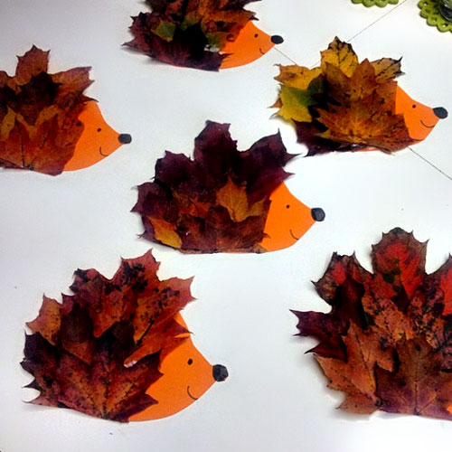 Fall Crafts for Kids - Hedgehog Craft Using Leaves