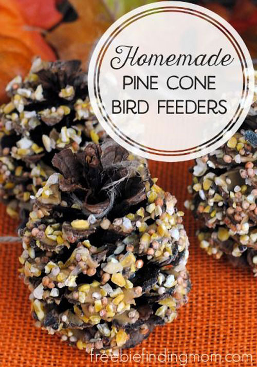 Fall Crafts for Kids - Homemade Pine Cone Bird Feeders