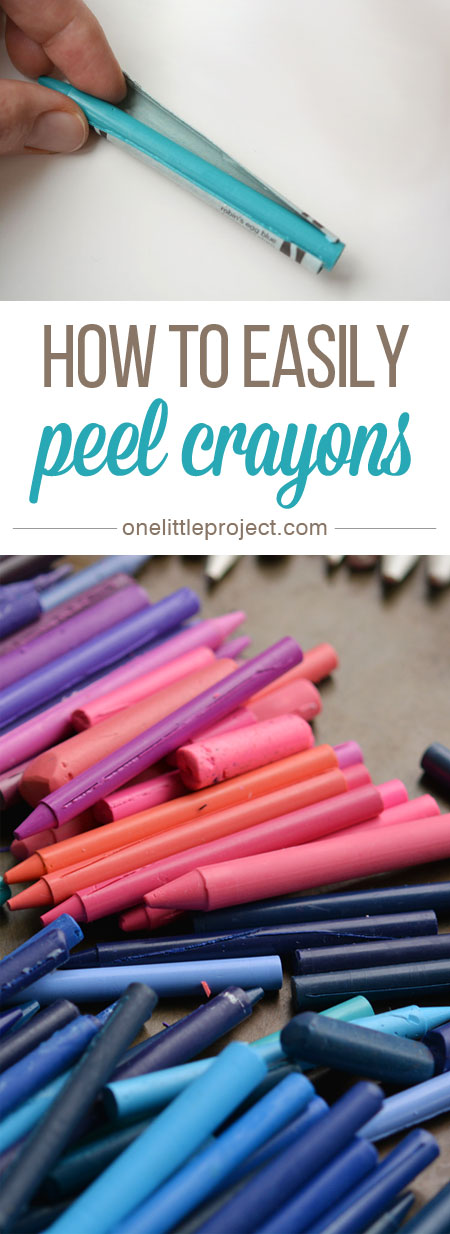 If you ever want to try one of the amazing crafts you can do with leftover crayon pieces, remember this super easy tip for how to peel crayons the easy way!