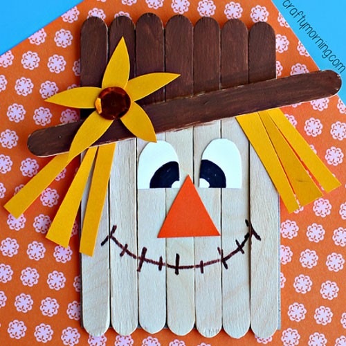 Fall Crafts for Kids - Popsicle Stick Scarecrow