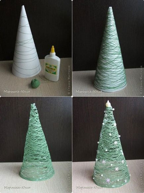 36 Easy Christmas Crafts - DIY String Christmas Tree