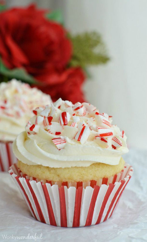30+ Easy Christmas Cupcake Ideas - Eggless Cupcakes with Candy Canes and Dairy-Free Frosting