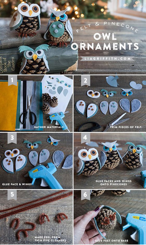 36 Easy Christmas Crafts - Owl Ornaments