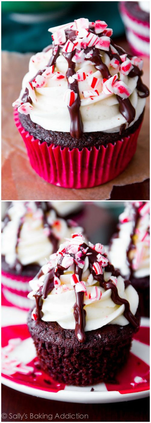 30+ Easy Christmas Cupcake Ideas - Peppermint Mocha Cupcakes