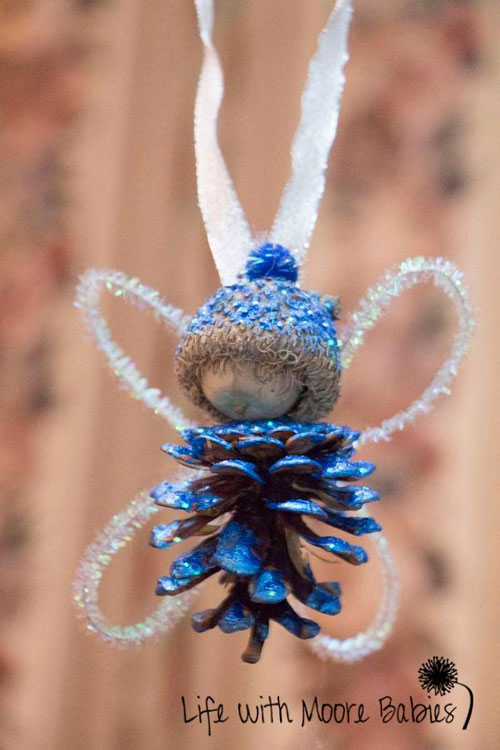 36 Easy Christmas Crafts - Pine Cone Winter Fairies