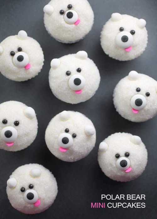 30+ Easy Christmas Cupcake Ideas - Polar Bears Mini Cupcakes