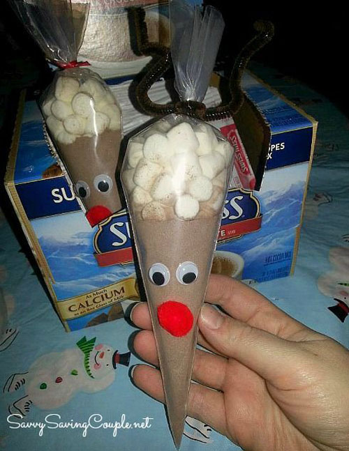 36 Easy Christmas Crafts - Reindeer Hot Cocoa Cones Craft