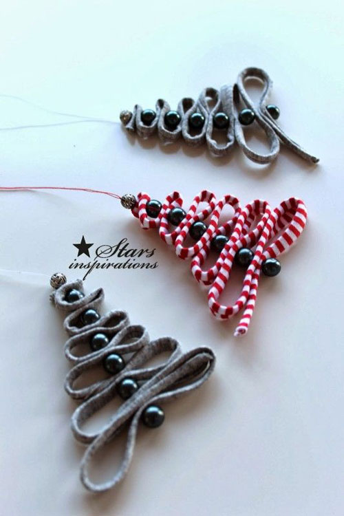 38 Handmade Christmas Ornaments - Ribbon and Beads Tree Ornament